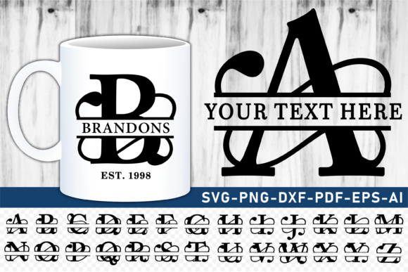 Elevate Your Designs with Ornate Split Monogram Letters, Font SVG