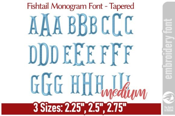 Fishtail Monogram Font: Elegant Tapered Embroidery