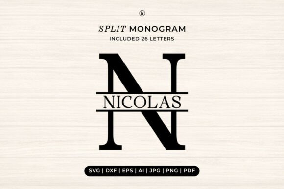 Split Monogram SVG A-Z Alphabet Font Guide